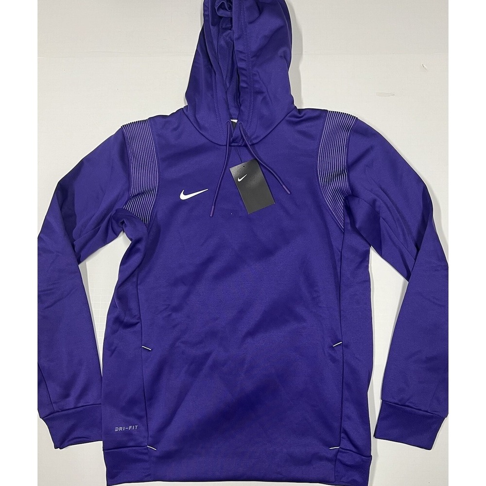 $75 NWT Nike Dri-Fit Football Pullover Hoodie Sweatshirt Purple White Mens Small